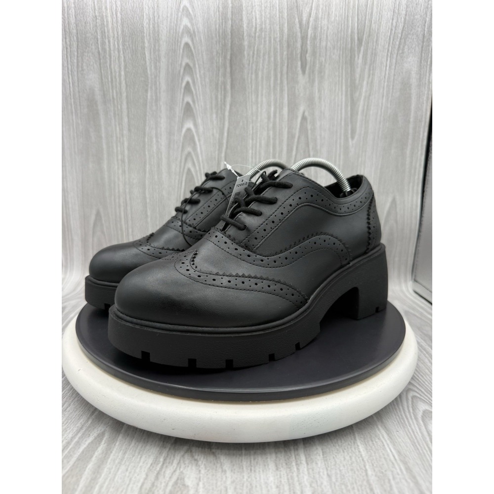 Torrid Chunky Oxford Womens Size 10WW Black Lace Up Shoes Lug Sole Heels NEW